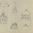 Tanulmányrajz - orosz templomok rajzai, kupolák