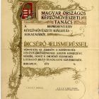 Műlap - oklevél a Képzőművészeti Kiállítás alkalmából a Magyar Országos Képzőművészeti Társulattól