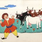 Terv - illusztráció Móricz Zsigmond: Iciri-piciri című művéhez, 23. oldal, ”A török és a tehenek” c. vershez