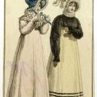 Divatkép - női viseletek, kalapfajták, melléklet, Journal des Ladies et des Modes, Costume Parisien