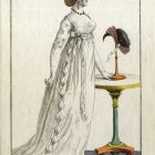 Divatkép - nő fehér ruhában, melléklet, Costume Parisien