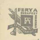 Szignet - Fery Antal Budapest XI. Fehérvári út 7 (Levélrészlet)