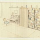 Bútorterv - dolgozószoba berendezésének látszati rajza