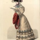 Divatkép - olvasó nő kalapban, stólával, melléklet, Wiener Zeitschrift für Kunst, Literatur, Theater und Mode