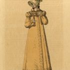 Divatkép - nő  köpenyben, fején tollas kalappal, melléklet, Wiener Zeitschrift für Kunst, Literatur, Theater und Mode