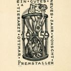 Alkalmi grafika - Újévi üdvözlet: 1959 Ein gutes neues Jahr wünscht Tierarzt O( ttmar) Premstaller