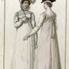 Divatkép - két fehér ruhás nő,melléklet, Journal des Ladies et des Modes, Costume Parisien