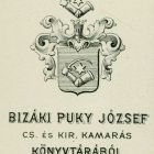 Ex libris - bizáki Puky József