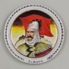 Dísztányér - Kasztrióta György [ Szkander bég ] (?) portréjával, ALBANIA felirattal