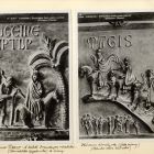 Képeslap - a pisai dóm keleti bronzkapuja és a jobb szárny alsó részének jelenetei