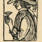 Grafika - Kalapos férfi pohárral és nő
