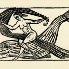 Grafika - Halon lovagló női akt lepellel