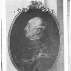 Üvegnegatív - parókás férfi bal profil portréja, magyar, 18.sz., Iparművészeti Múzeum